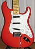 Partscaster - Fiesta Red CV Strat + lipstick pickups - body closeup