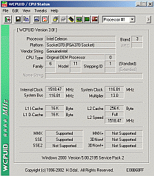 WCPUID display at 117MHz
